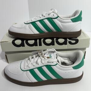 Adidas Breaknet Sleek Sneaker in White and Green with Gum Sole, Women's Size 8